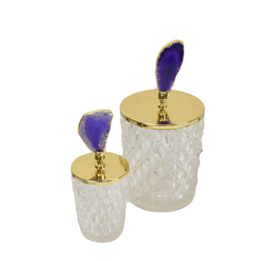 Glass  Agate Canister, Set of 2