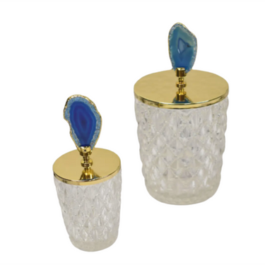 Glass Agate Canister, Set of 2