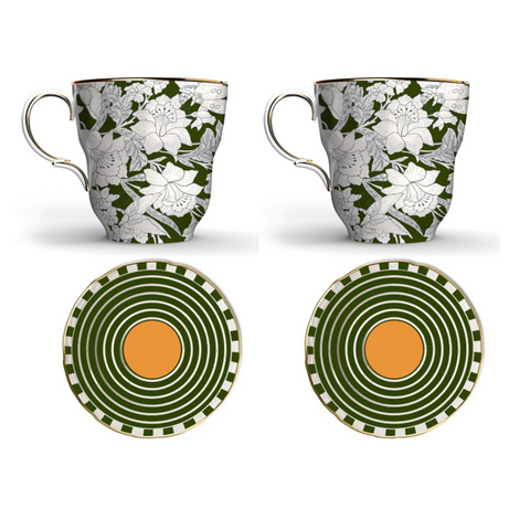 Lilium Avorio Big Mama Cup & Saucer, Set of 2