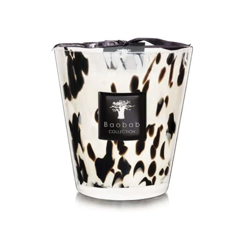 Pearls Black Candle, MAX 16, 6.3"