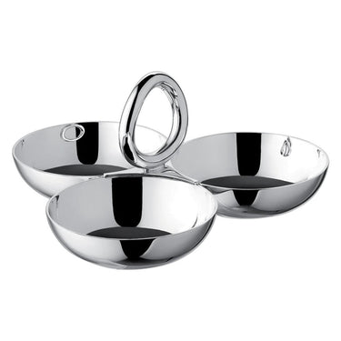 Vertigo Silver-Plated Three Bowl Snack & Trinket Server, Small
