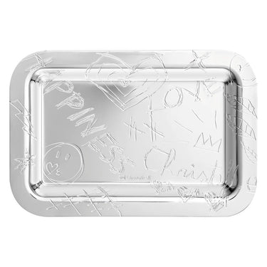 Graffiti Silver-Plated Rectangular Tray, Extra Small