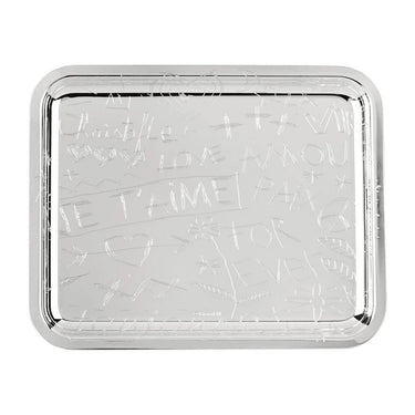 Graffiti Silver-Plated Rectangular Tray, Small