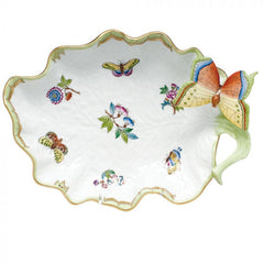 Queen Victoria Large Leaf Dish w/ Butterfly