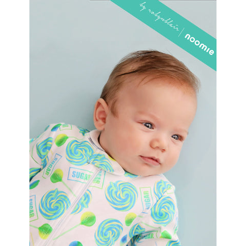 Blue Lollipops Zippered Footie (0-3 Months)