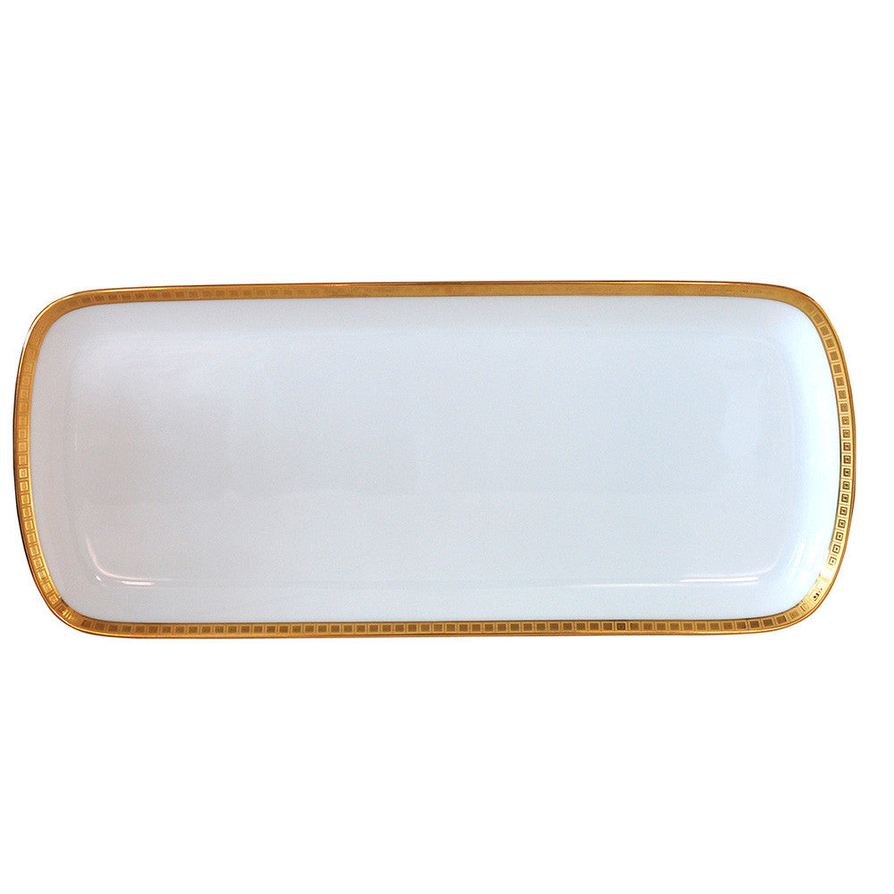 Athena Gold Cake Platter Rectangular 16"