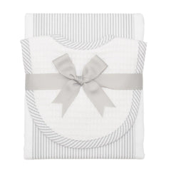 Seersucker Stripe Drooler Bib & Burp Set