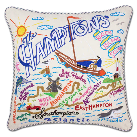 Hamptons Hand-Embroidered Pillow