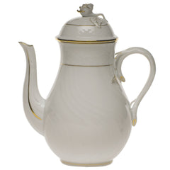 Golden Edge Coffee Pot with Rose