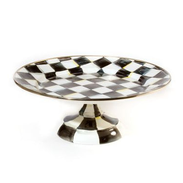 Courtly Check Enamel Pedestal Platter, Small
