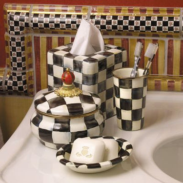 Courtly Check Enamel Tissue Box Cover