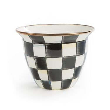 Courtly Check Enamel Flower Pot, Large