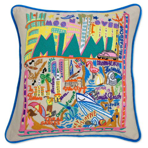 Miami Hand Embroidered Pillow