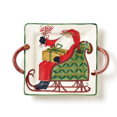 Old St. Nick Square Handled Platter