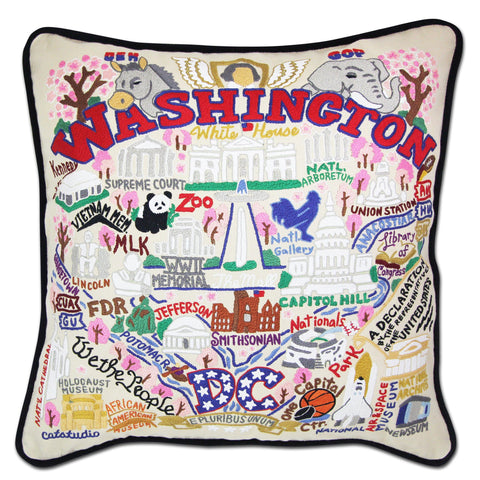 Washington DC Hand Embroidered Pillow